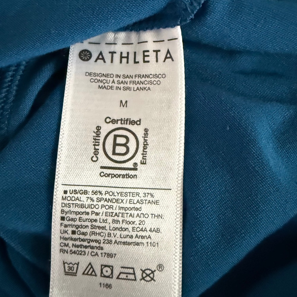Athleta Blue Boat Neck Dolman Sleeve Cinched Hem Crop Top Women's Medium - Picture 7 of 9